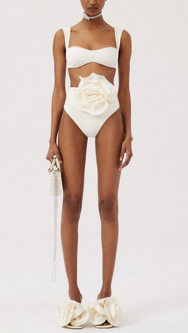 AIIZIE ROSE EMBELLISHED BIKINI SUIT IN IVORY - product image