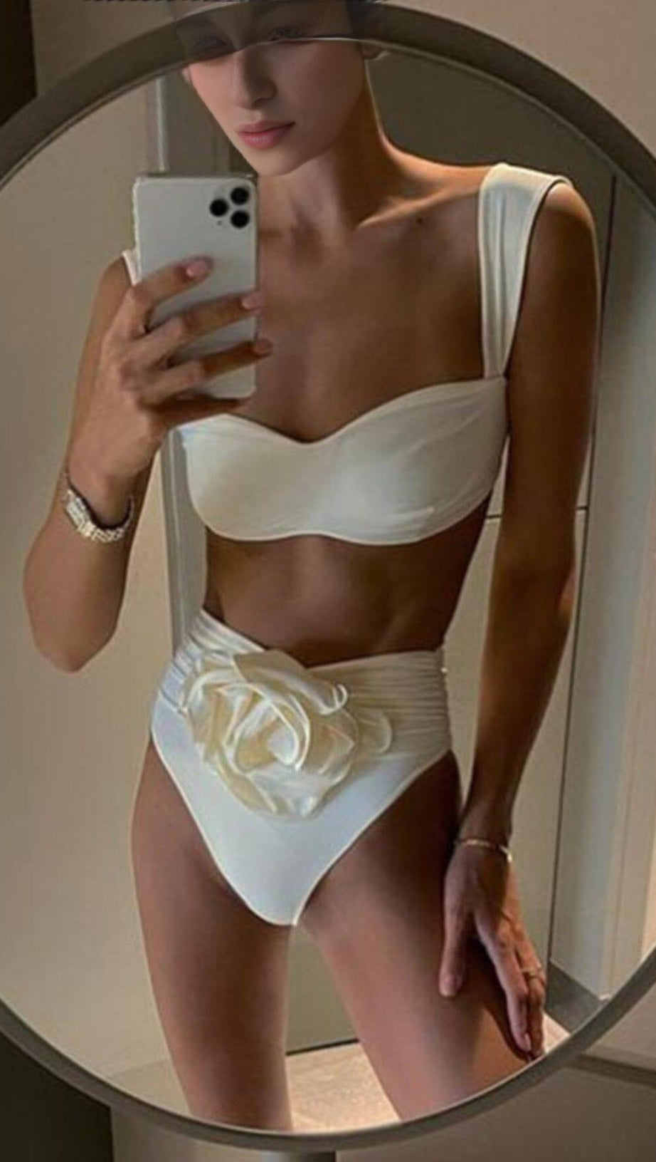 ROSE EMBELLISHED BIKINI SUIT IN IVORY