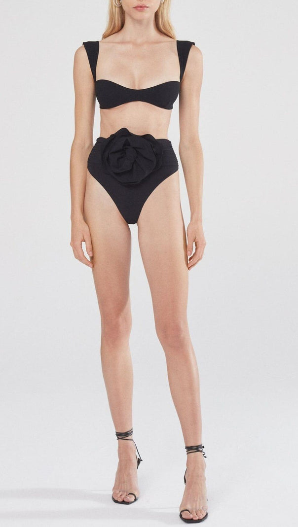 AIIZIE ROSE EMBELLISHED BIKINI SUIT IN BLACK - product image
