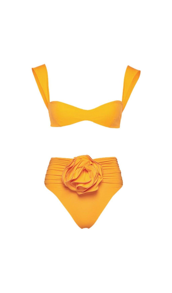 ROSE EMBELLISHED BIKINI SUIT IN ORANGE