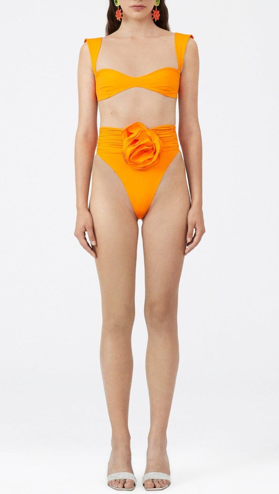 ROSE EMBELLISHED BIKINI SUIT IN ORANGE