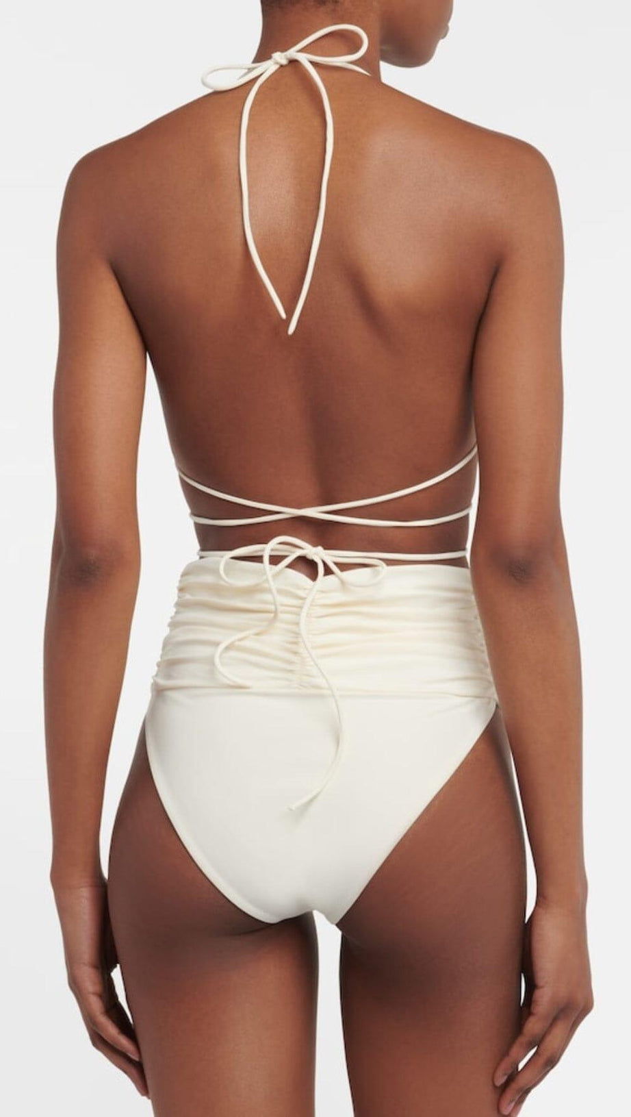 FLORAL APPLIQUÉ TRIANGLE BIKINI SUIT IN WHITE