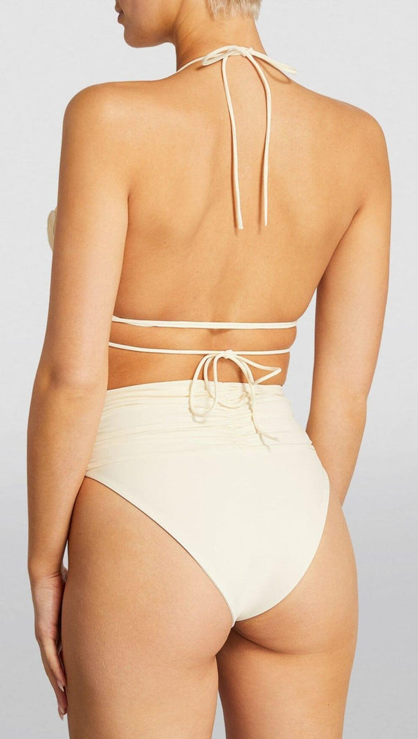 AIIZIE FLORAL APPLIQUÉ TRIANGLE BIKINI SUIT IN WHITE - product image
