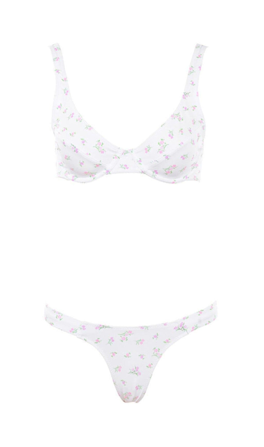 BIKINI CON STAMPA FLOREALE BIANCA