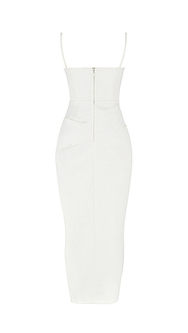 AIIZIE SATIN SLIT CORSET MAXI DRESS IN IVORY - product image