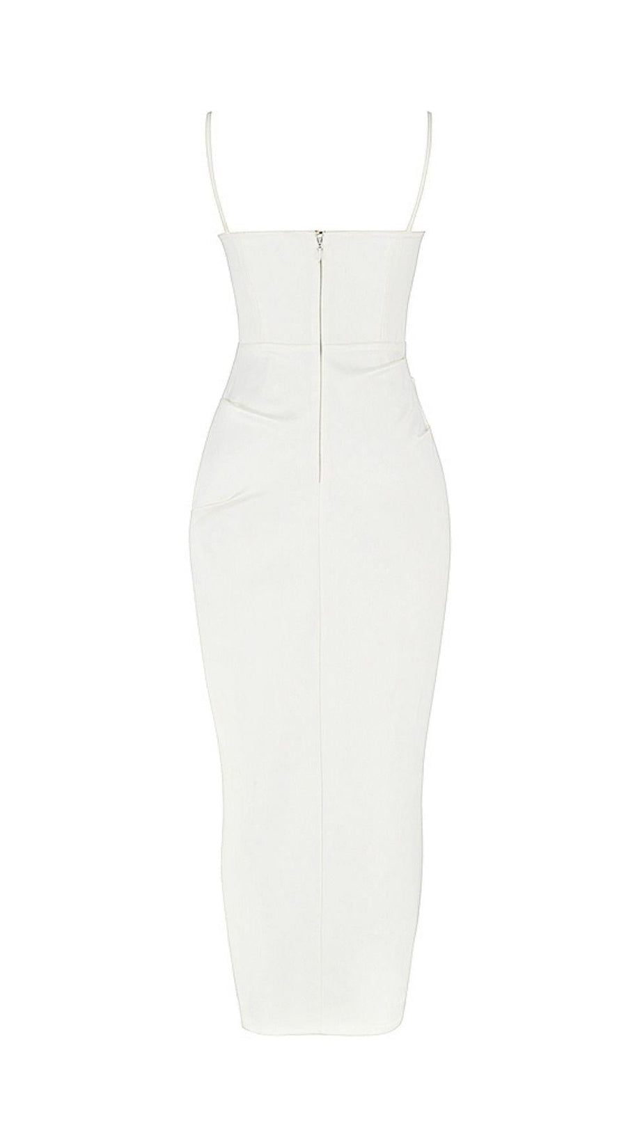 SATIN SLIT CORSET MAXI DRESS IN IVORY