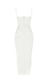 SATIN SLIT CORSET MAXI DRESS IN IVORY