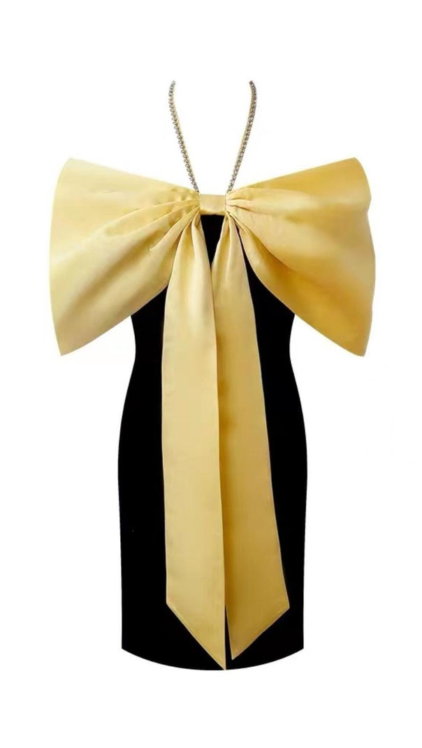 AIIZIE HALTER BOW PATCHWORK MINI DRESS - product image
