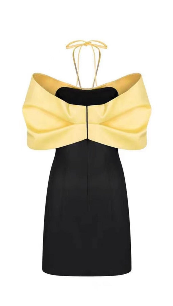 AIIZIE HALTER BOW PATCHWORK MINI DRESS - product image