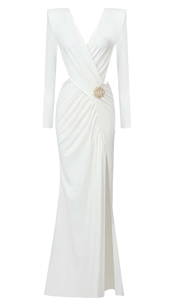 AIIZIE PHENIX BROOCH CUTOUT MAXI DRESS IN WHITE - product image