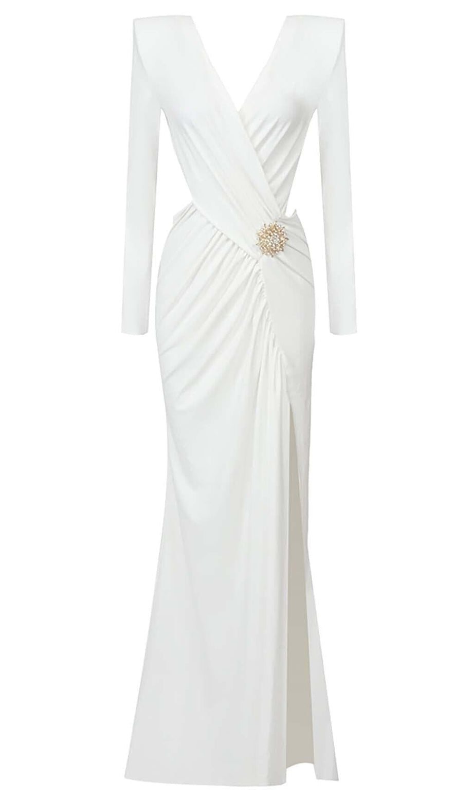 PHENIX BROOCH CUTOUT MAXIKLEID IN WEISS