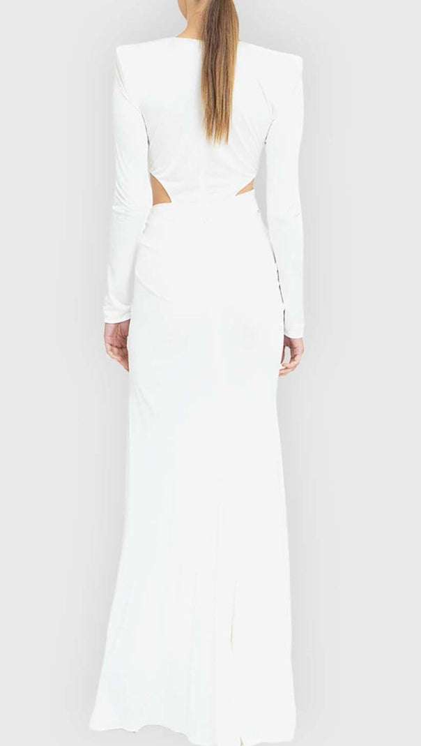 AIIZIE PHENIX BROOCH CUTOUT MAXI DRESS IN WHITE - product image