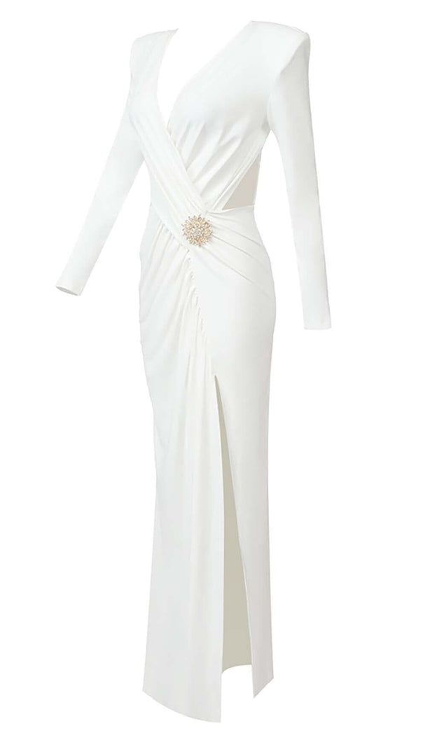 AIIZIE PHENIX BROOCH CUTOUT MAXI DRESS IN WHITE - product image