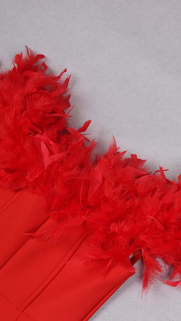 AIIZIE FEATHER PLUNGE MIDI DRESS - product image