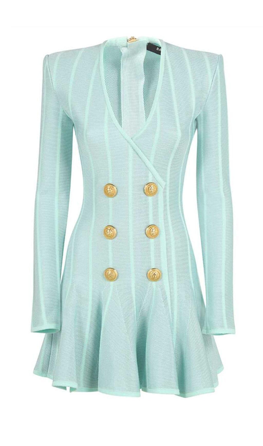 MINI ABITO IN RETE CON BOTTONI DECORATI IN MENTA