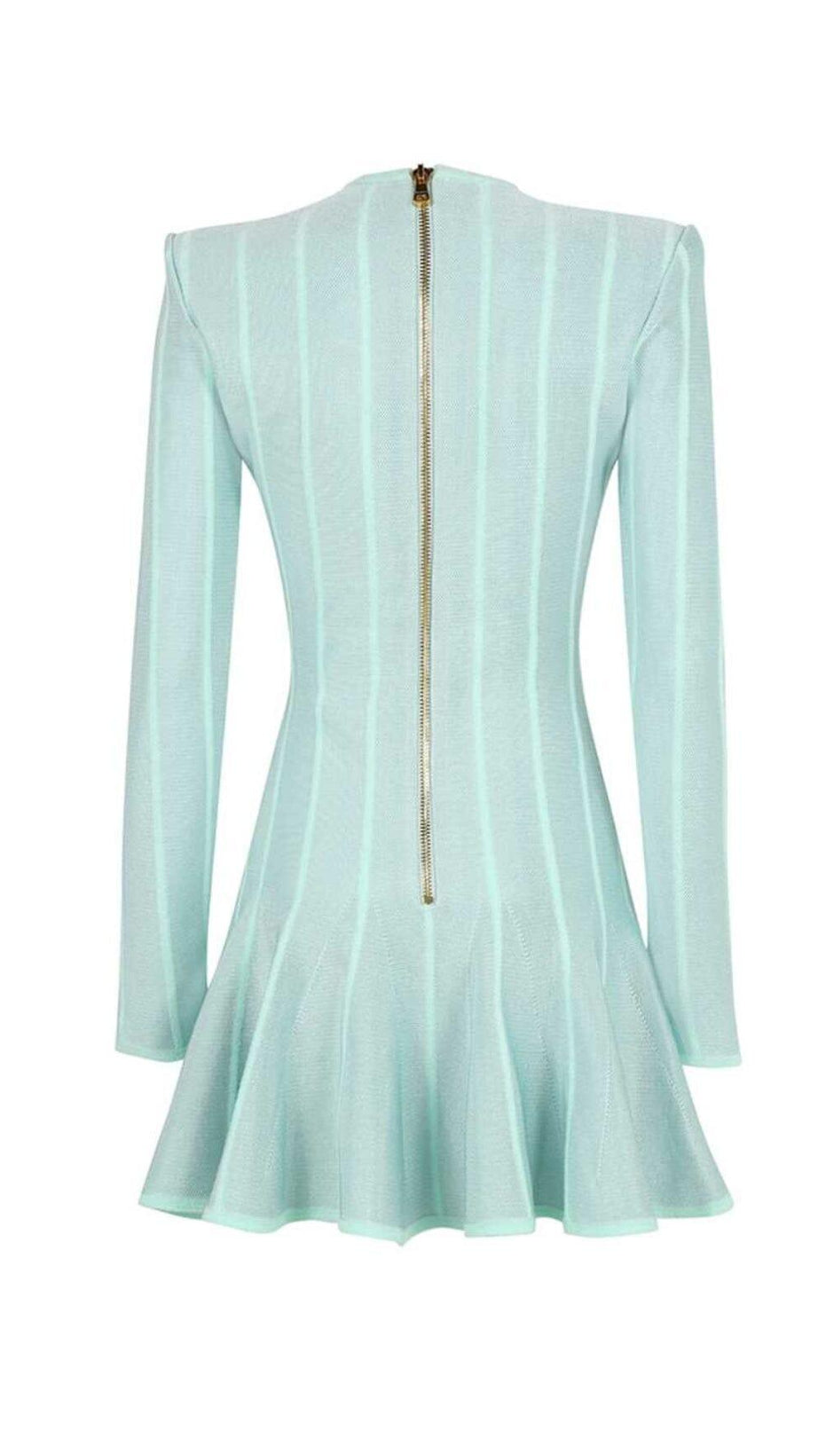 BUTTON-EMBELLISHED MESH MINI DRESS IN MINT