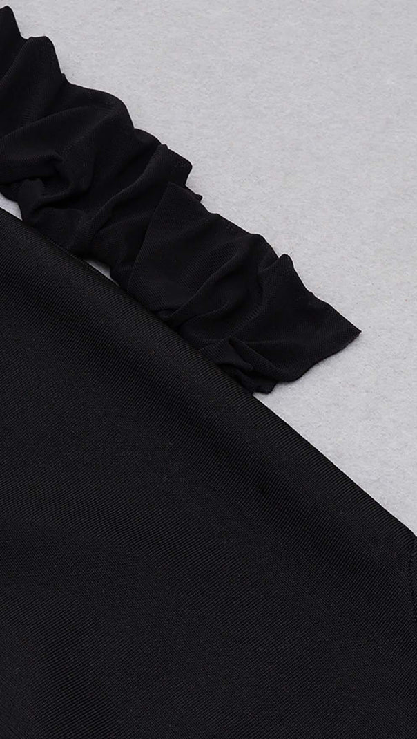 AIIZIE MESH ASYMMETRICAL MIDI DRESS IN BLACK - product image