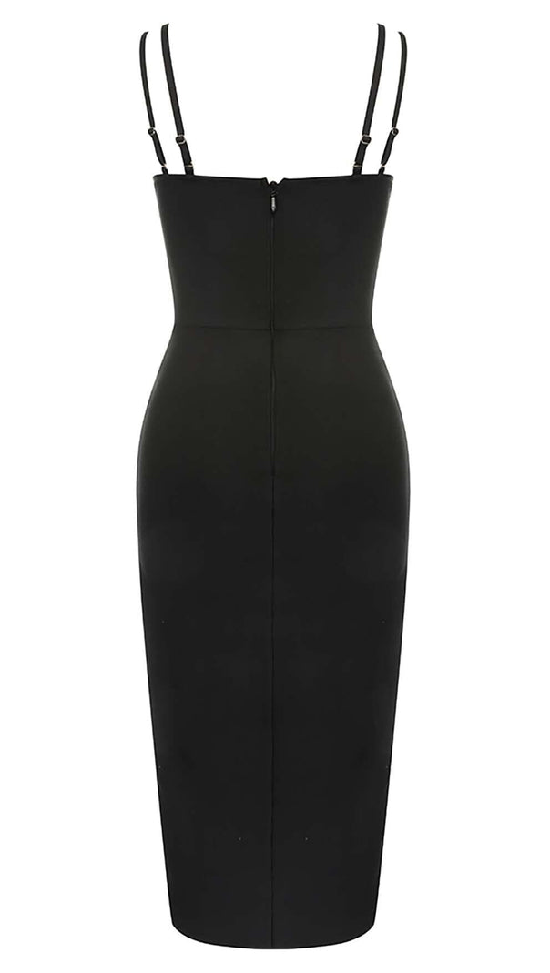 AIIZIE IRREGULAR SPLIT MIDI DRESS IN BLACK - product image