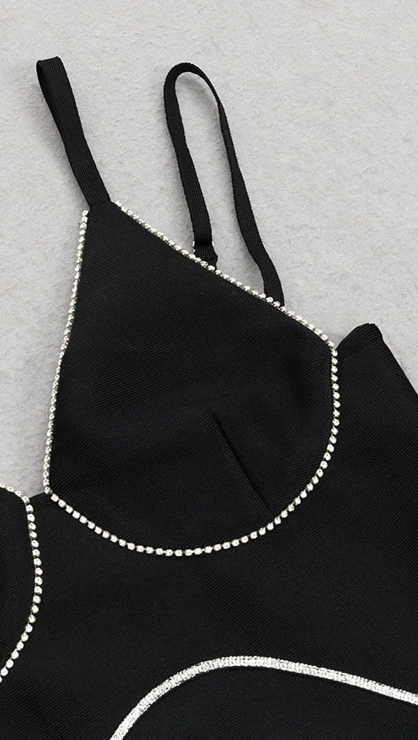 AIIZIE IRREGULAR SPLIT MIDI DRESS IN BLACK - product image