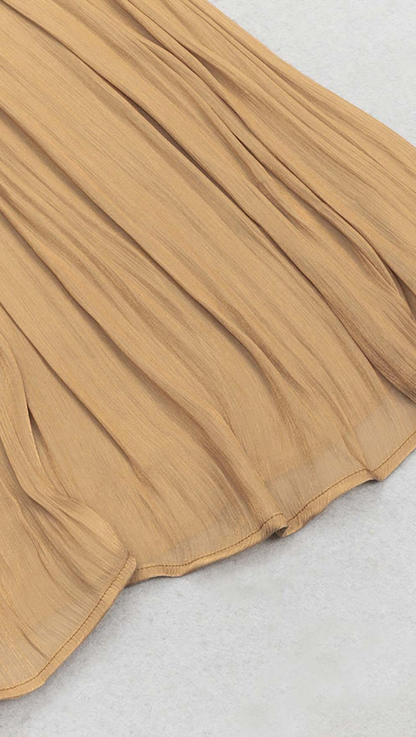 AIIZIE PLEATED STRAPPY MIDI DRESS IN BROWN - product image