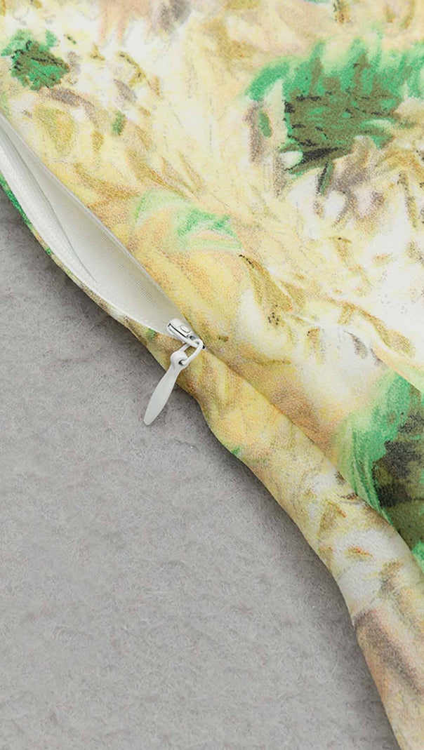 AIIZIE FLORAL PRINT HEM HALTER DRESS IN GREEN - product image