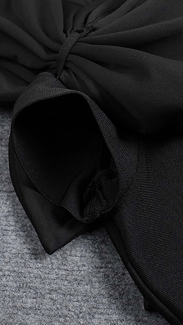 AIIZIE BOW-EMBELLISHED BANDAGE MIDI DRESS IN BLACK - product image