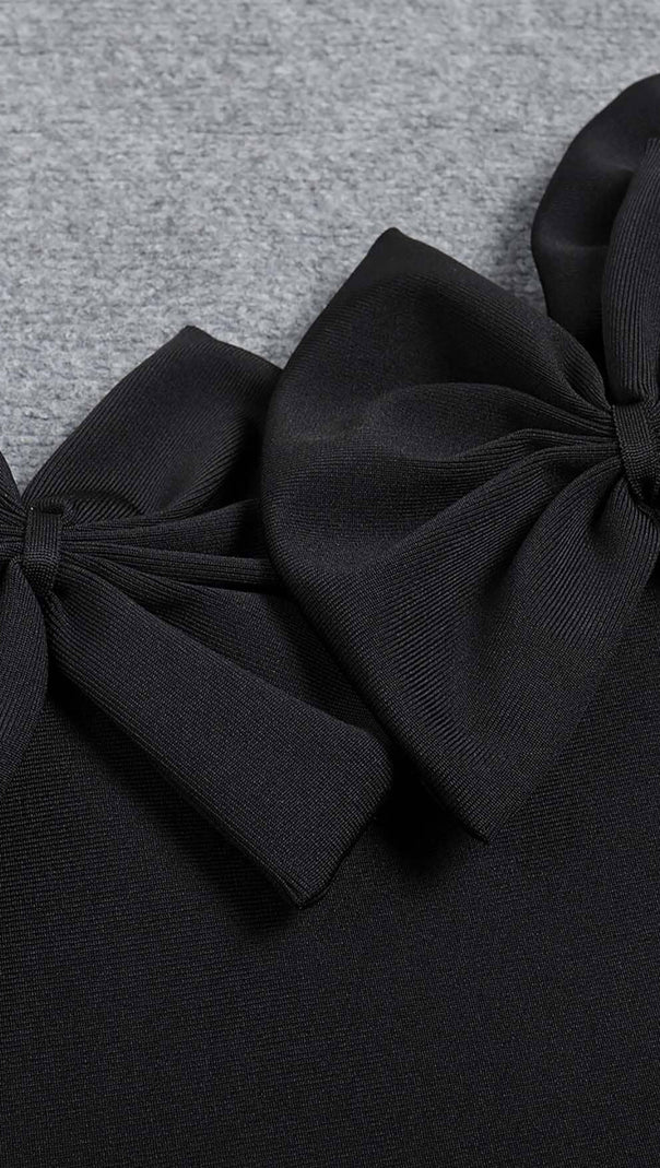 AIIZIE BOW-EMBELLISHED BANDAGE MIDI DRESS IN BLACK - product image