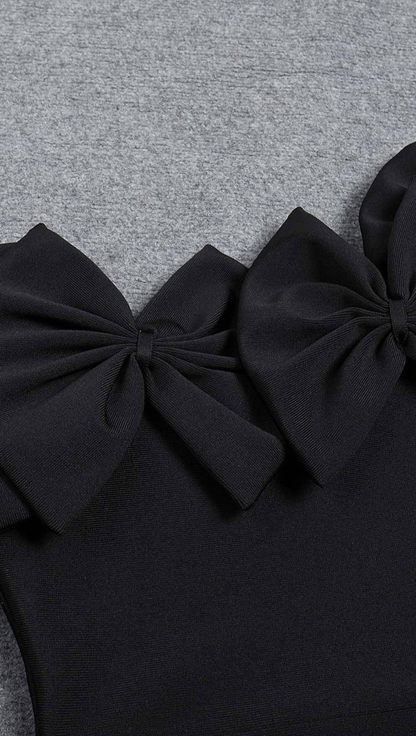 AIIZIE BOW-EMBELLISHED BANDAGE MIDI DRESS IN BLACK - product image