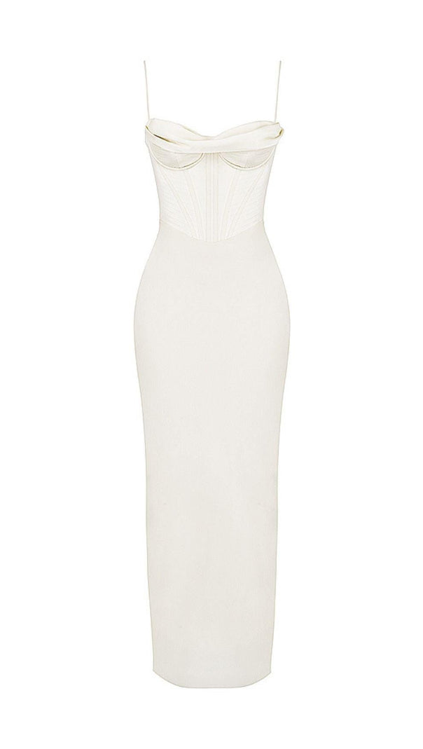 AIIZIE SATIN CORSET MAXI DRESS IN IVORY - product image