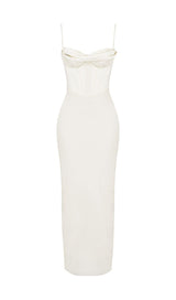 SATIN CORSET MAXI DRESS IN IVORY