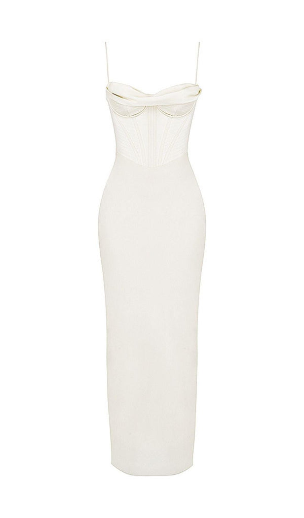 SATIN CORSET MAXI DRESS IN IVORY