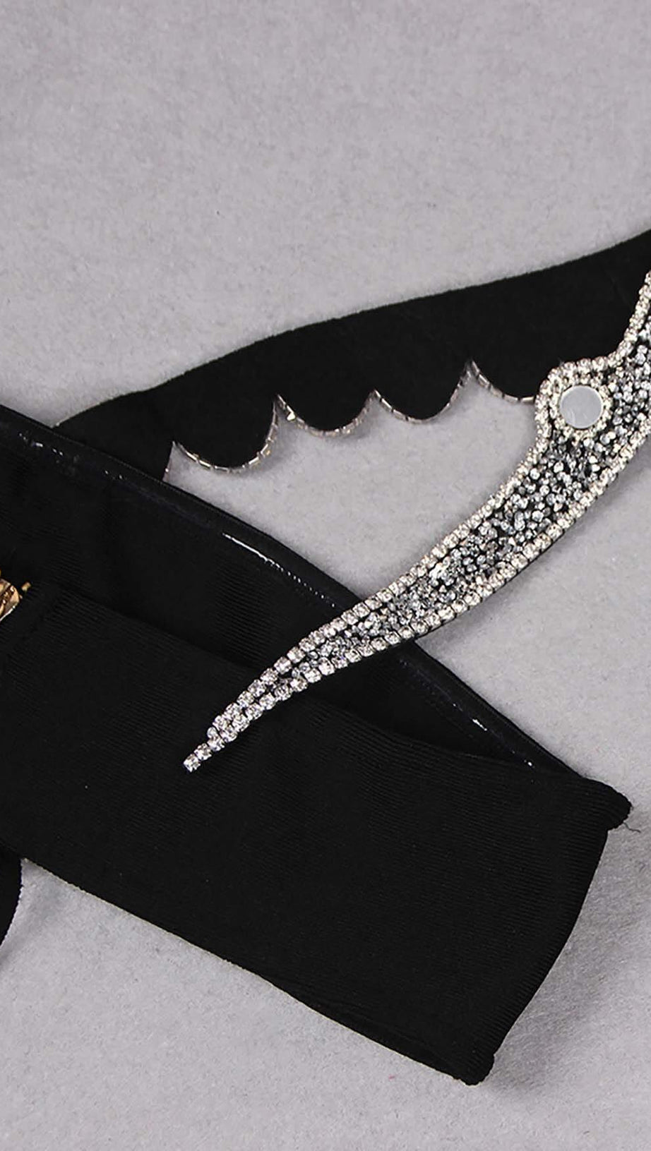 ABITO MIDI MONOSPALLA CON CRISTALLI NERO