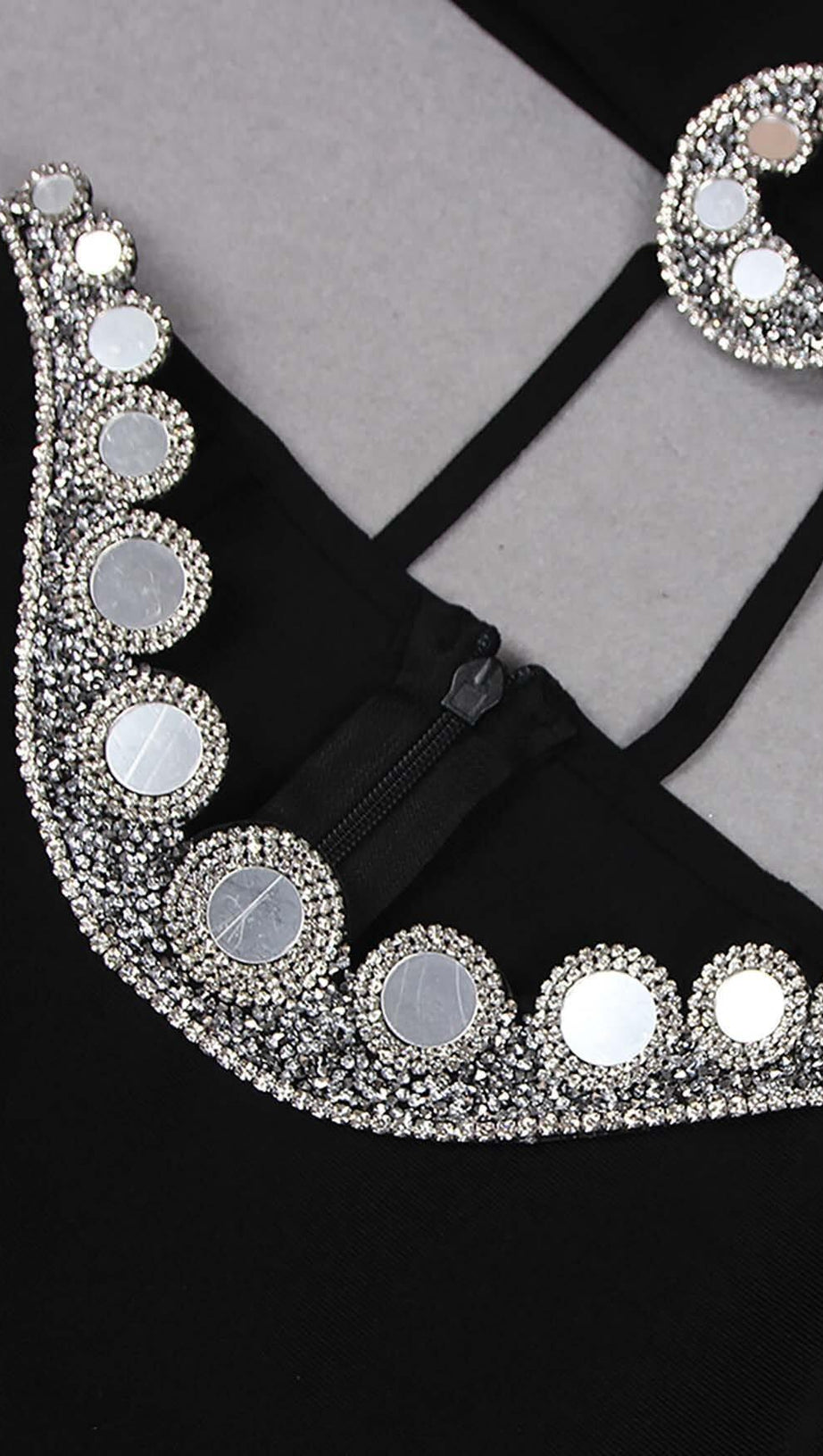 ABITO MIDI MONOSPALLA CON CRISTALLI NERO