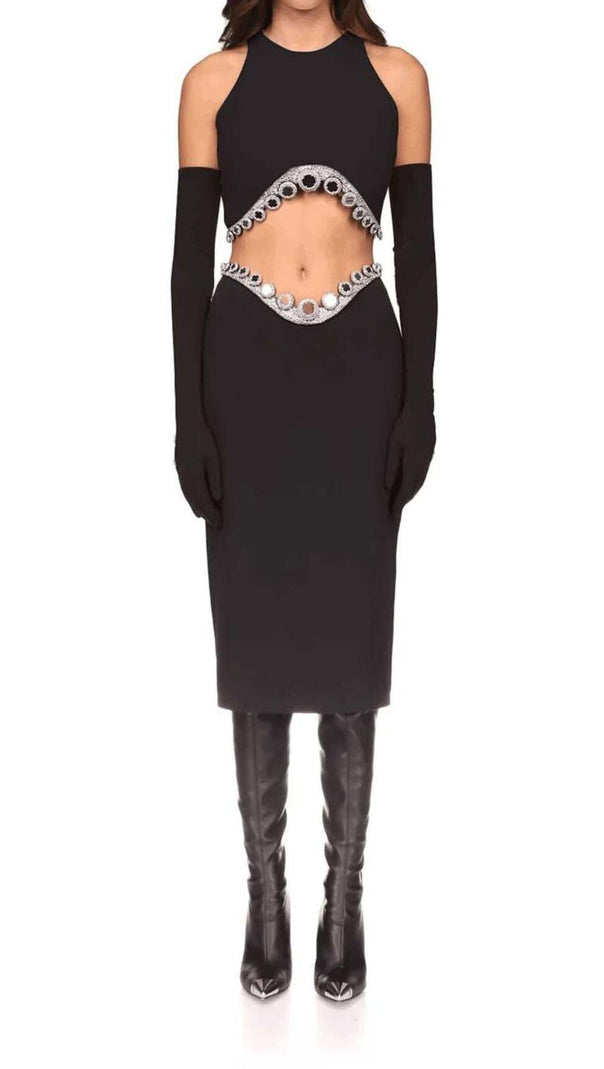 AIIZIE JEWELLED TENTACLE TWO PIECE SUIT IN BLACK - product image