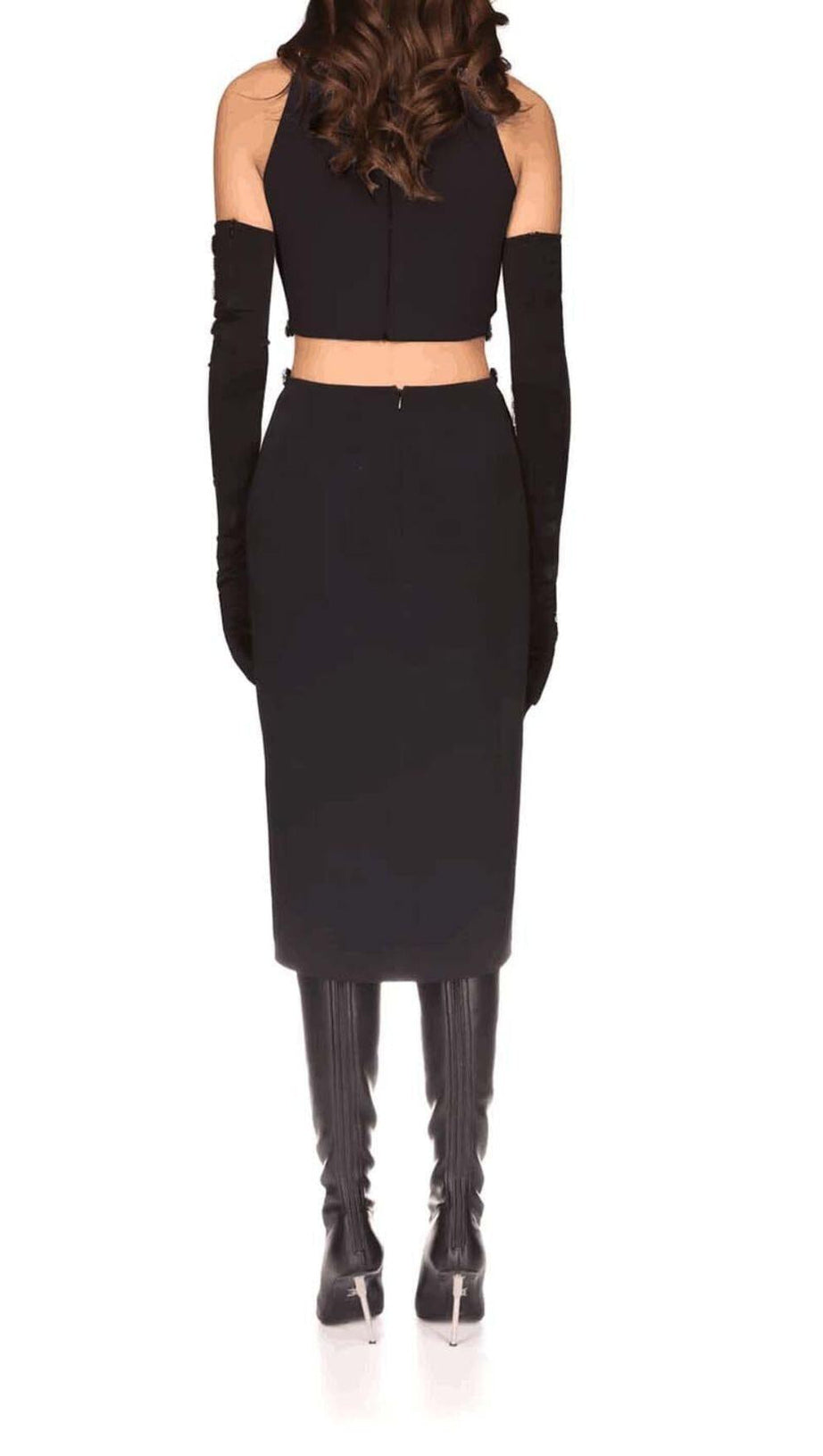 JEWELLED TENTACLE TWO PIECE SUIT IN BLACK