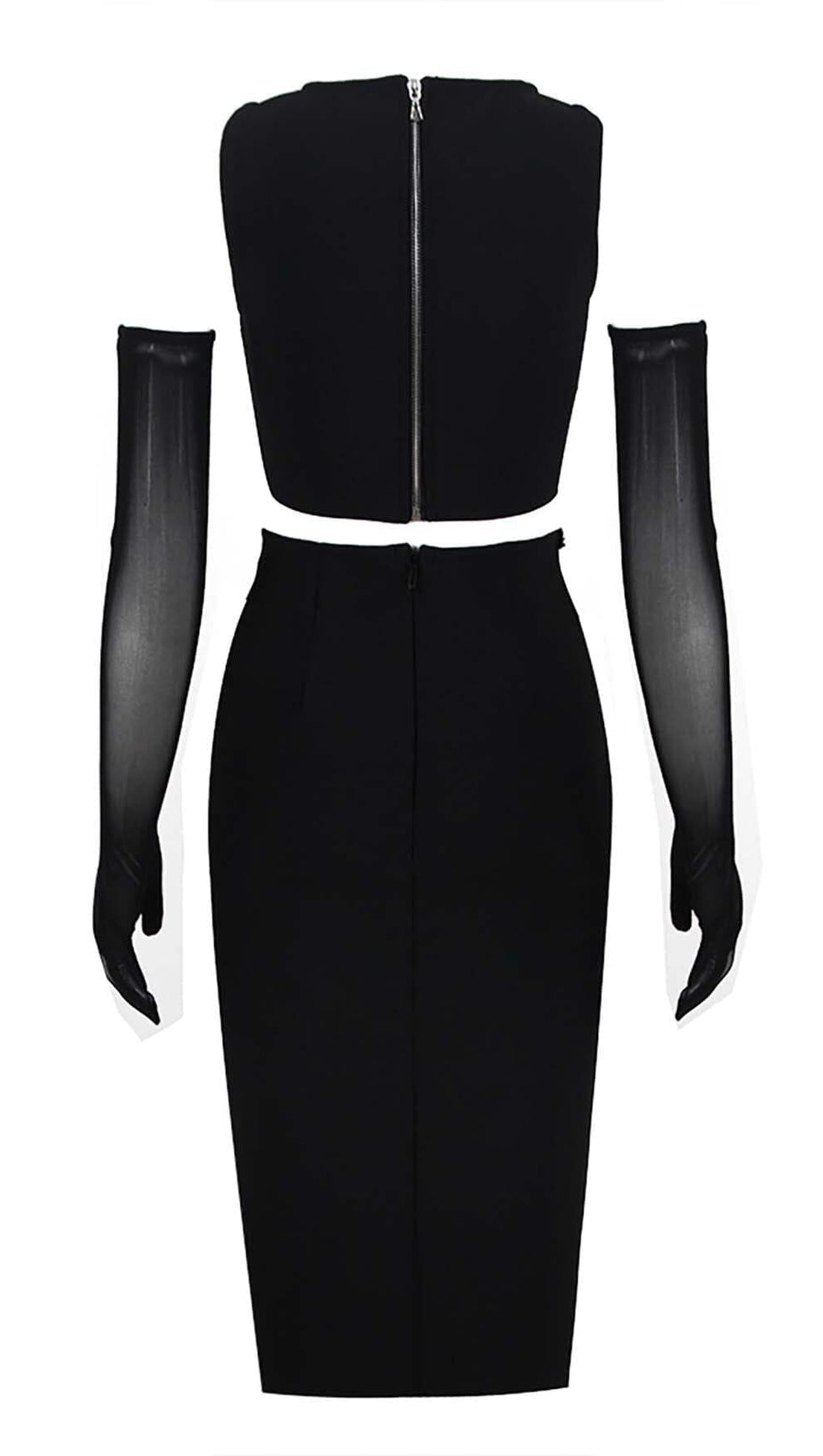 JEWELLED TENTACLE TWO PIECE SUIT IN BLACK