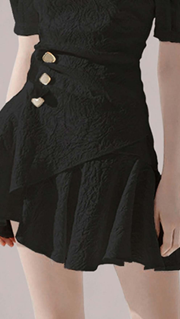 AIIZIE PUFFY SLEEVE BUTTON MINI DRESS IN WHITE - product image