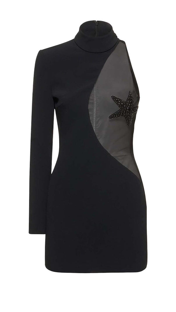AIIZIE STARFISH EMBELLISHED MINI DRESS IN BLACK - product image