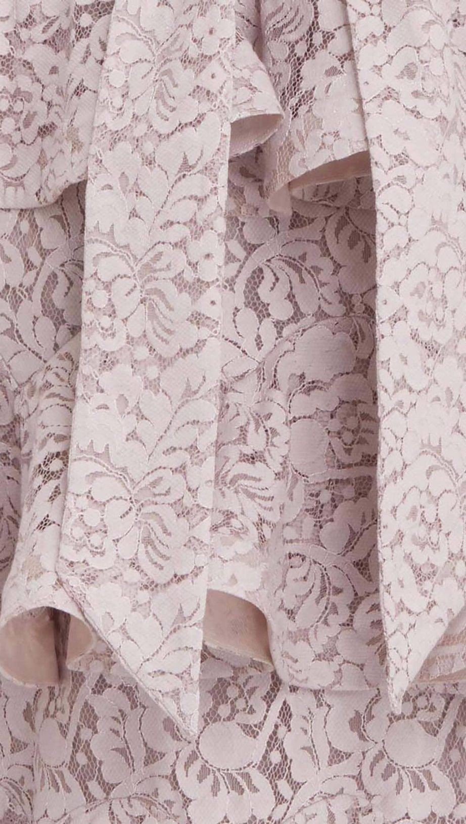 MIDIKLEID AUS SPITZE MIT BLUMENSTICKEREI UND STUFEN