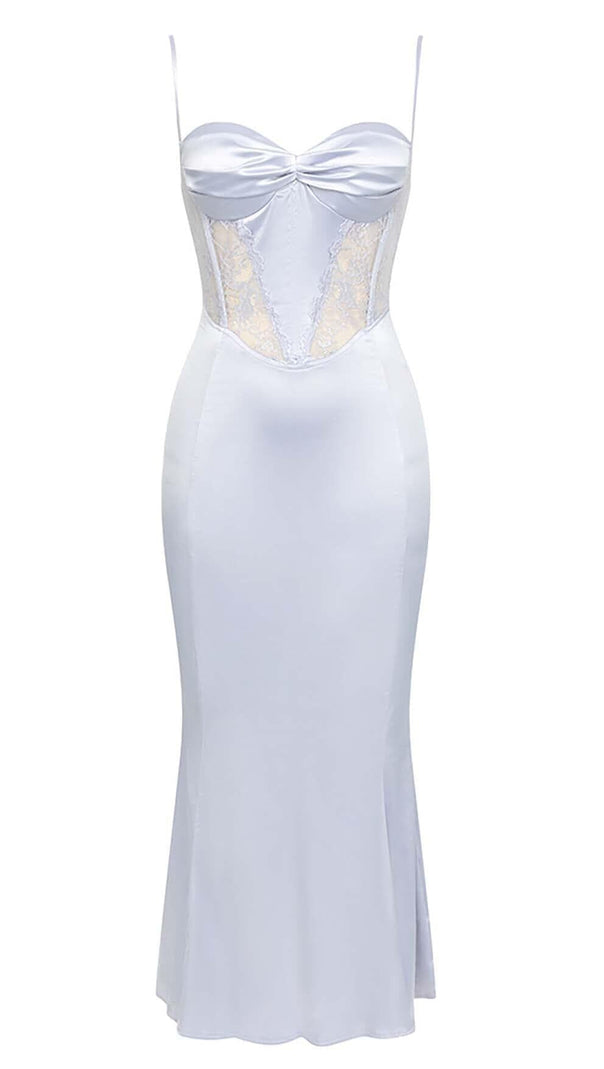 AIIZIE STRAPPY CORSET LACE MIDI DRESS IN LILAC - product image