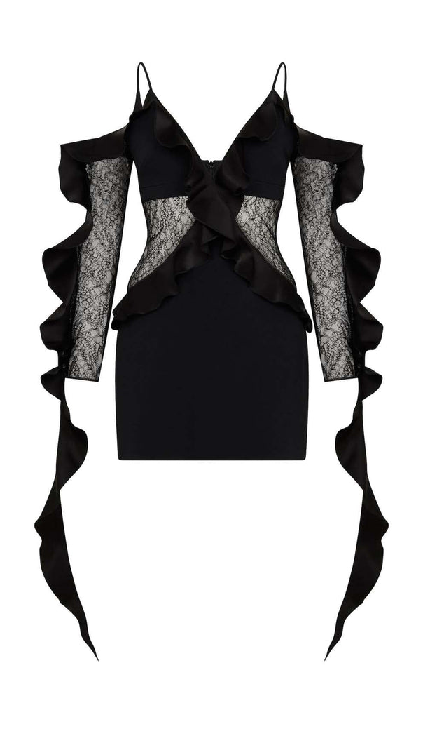 AIIZIE RUFFLED LACE MINI DRESS IN WHITE - product image