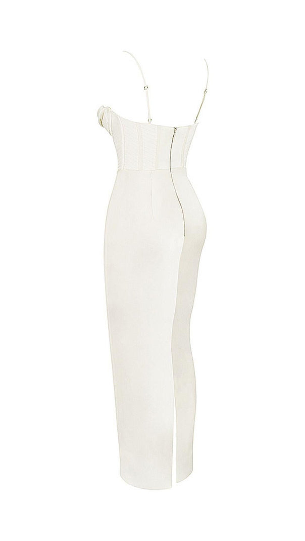 Satin-Korsett-Maxikleid in Elfenbein