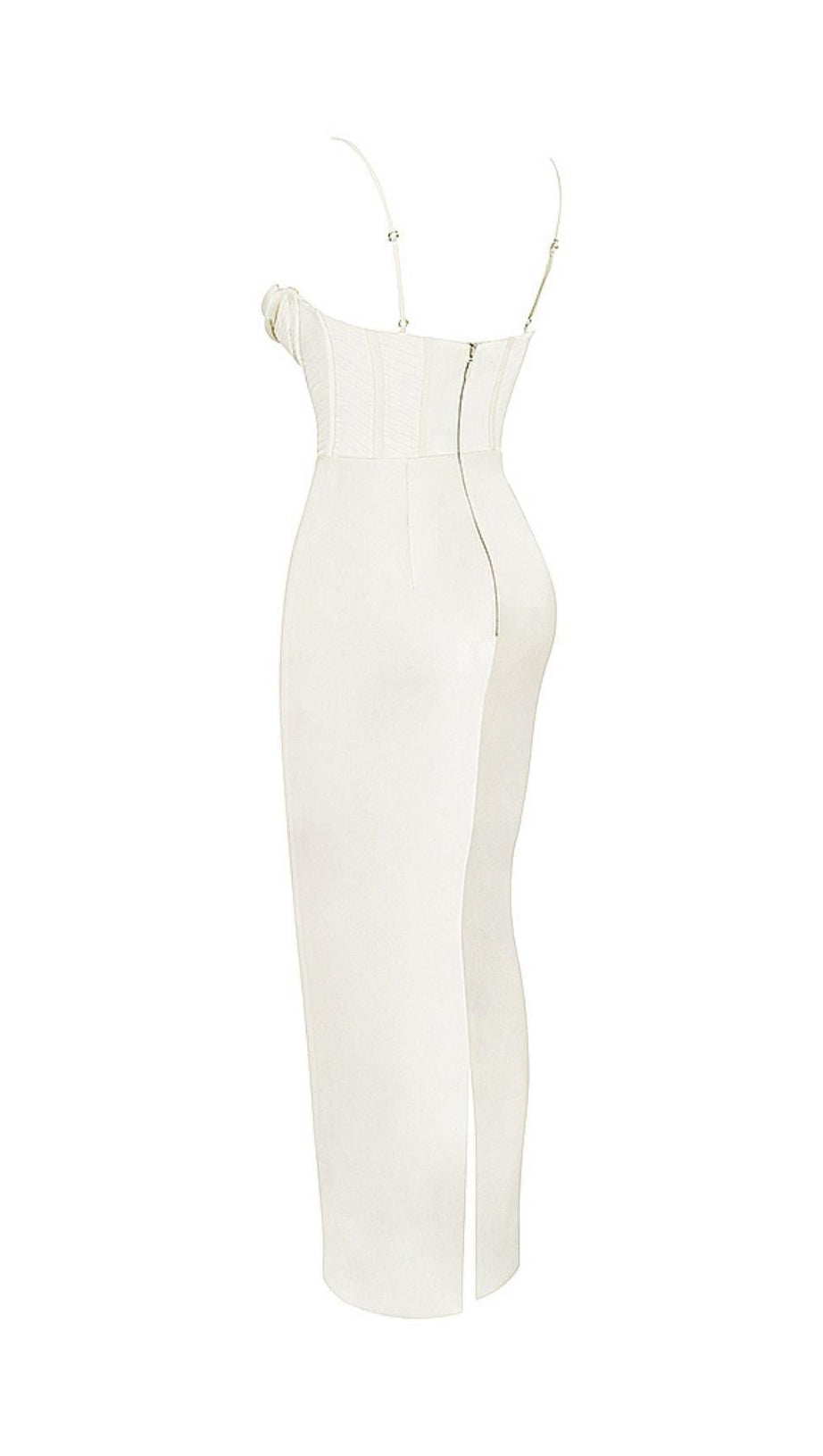 SATIN CORSET MAXI DRESS IN IVORY