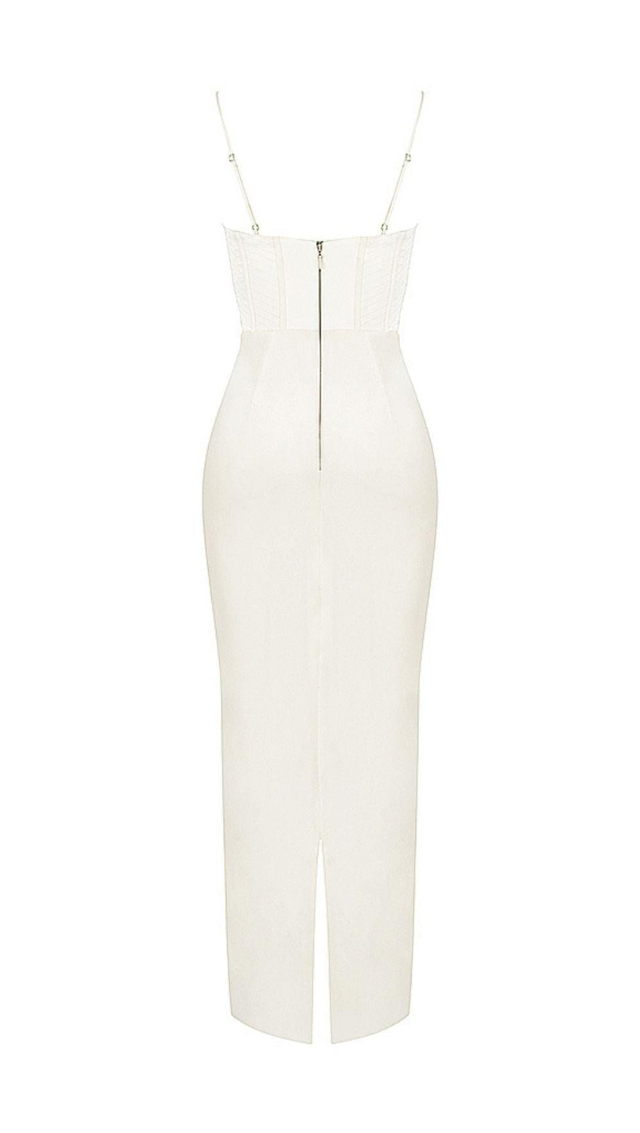SATIN CORSET MAXI DRESS IN IVORY