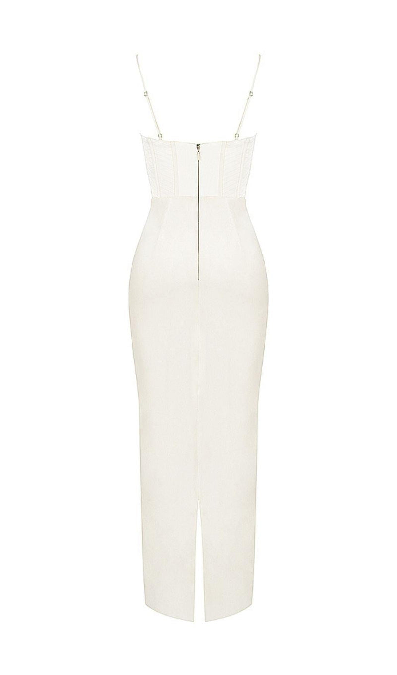 SATIN CORSET MAXI DRESS IN IVORY