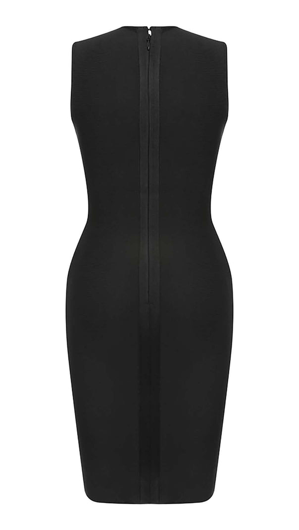 AIIZIE SIDE LACE UP BANDAGE MIDI DRESS IN BLACK - product image