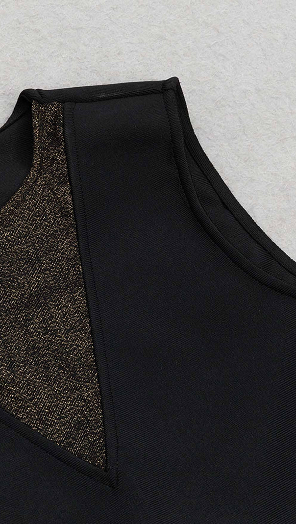 AIIZIE SIDE LACE UP BANDAGE MIDI DRESS IN BLACK - product image