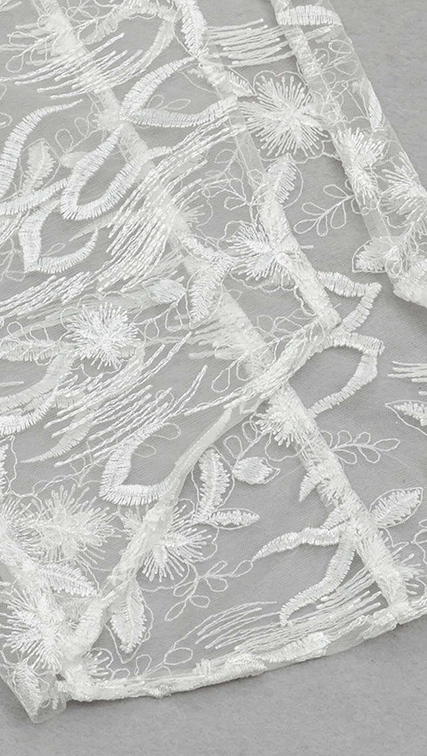 AIIZIE ROSE-EMBELLISHED LACE MIDI DRESS IN WHITE - product image
