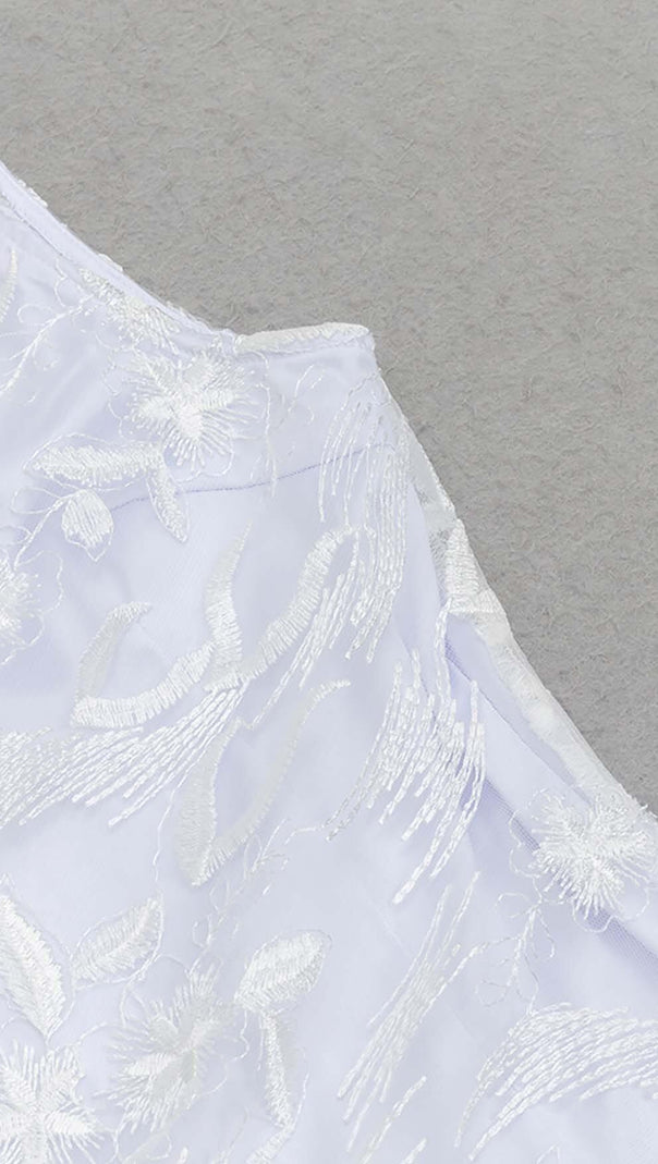 AIIZIE ROSE-EMBELLISHED LACE MIDI DRESS IN WHITE - product image
