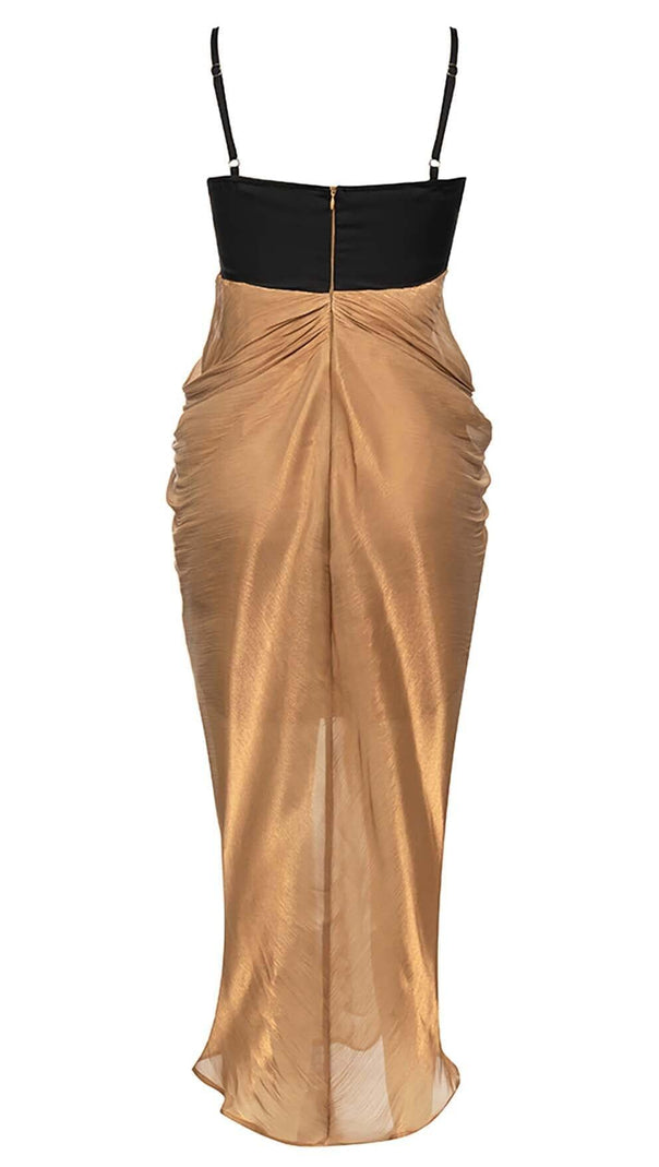 AIIZIE RUCHED STRAPPY MIDI DRESS IN BROWN - product image